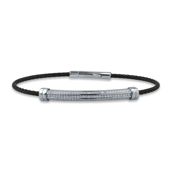 Bratara din aur alb si otel cu diamante de 0.45ct pentru barbati