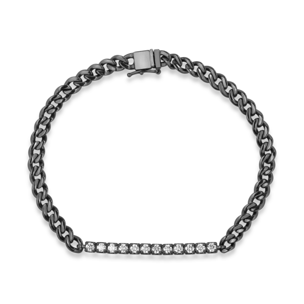 Bratara din aur negru cu diamante de 0.7ct pentru barbati