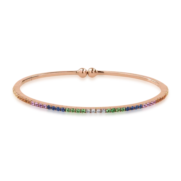 Bratara din aur roz cu safire multicolore de 1.24ct si diamante de 0.09ct