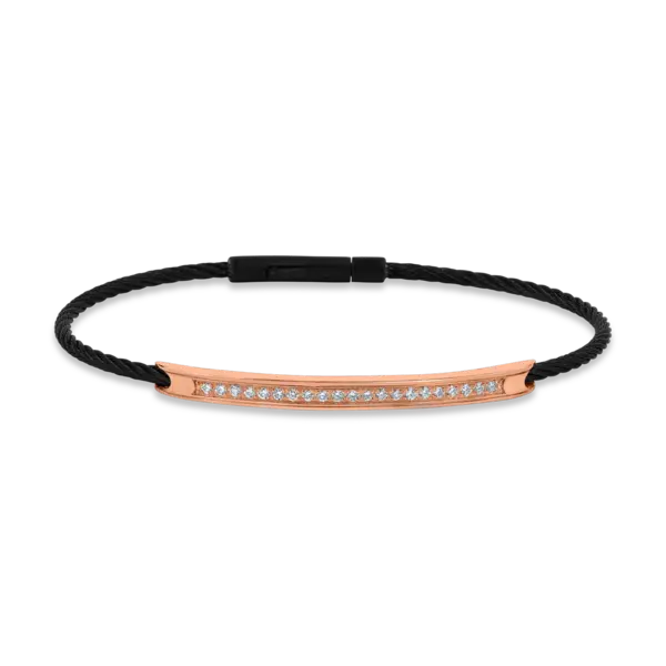 Bratara din aur roz si otel cu diamante de 0.28ct pentru barbati