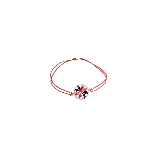 Bratara din inox cu broderie si snur reglabil, model stea