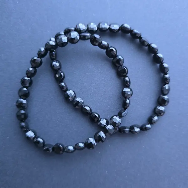 Bratara discuri fatetate onix negru 6x4 mm