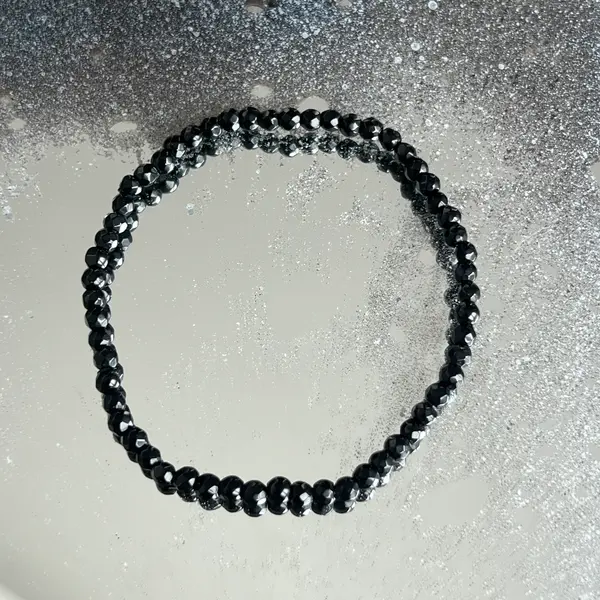 Bratara fatetata agat negru 3 mm