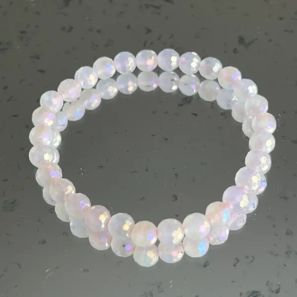 Bratara fatetata cuart roz aura 6 mm