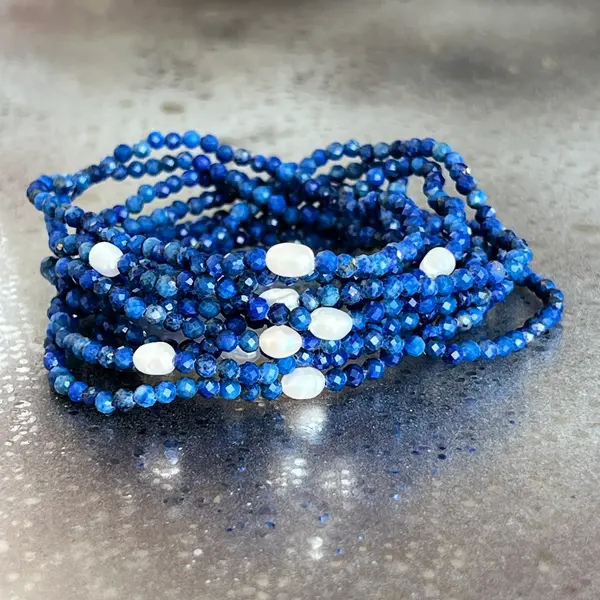 Bratara fatetata lapis lazuli 3 mm | Pearl