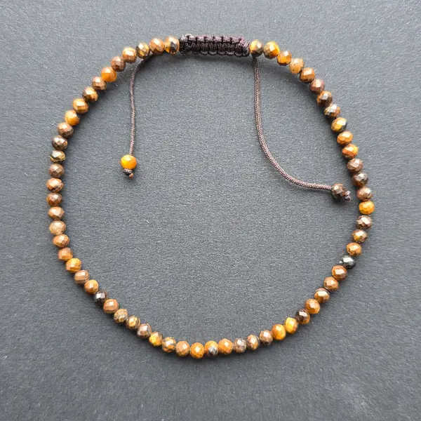 Bratara fatetata ochi de tigru 3 mm snur reglabil