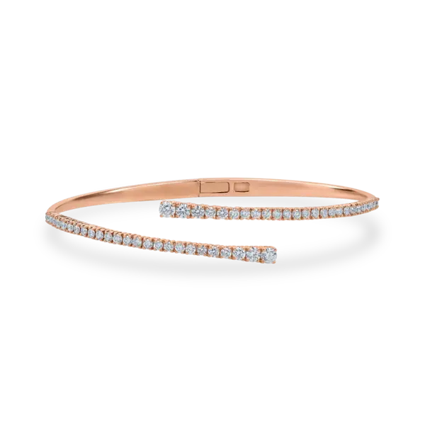 Bratara fixa deschisa din aur roz cu diamante de 1.37ct