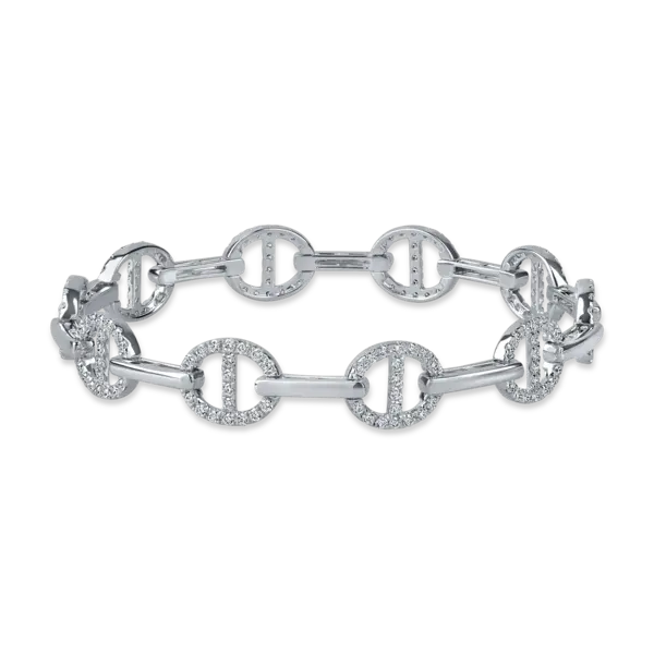 Bratara geometrica din aur alb cu diamante de 1.5ct