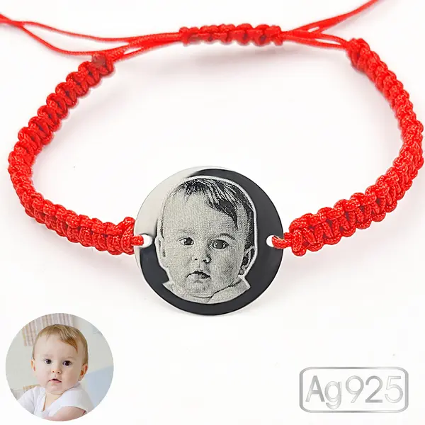 Bratara gravata cu poza - Banut Ag 19mm