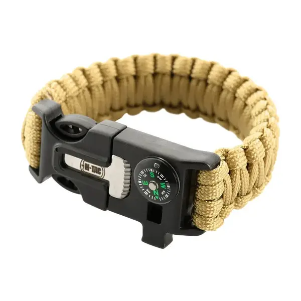 Bratara M-TAC Paracord cu Amnar, Busola si Fluier - TAN / M