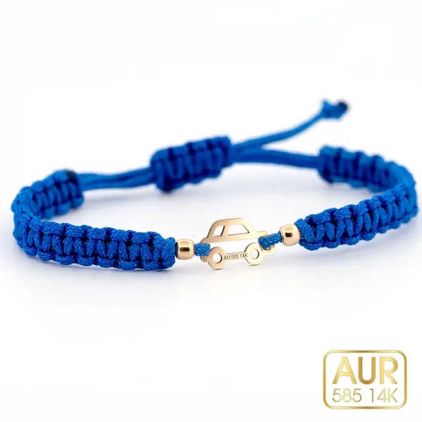 Bratara Masinuta Aur 14K - Snur impletit si bilute aur