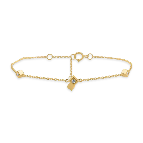 Bratara minimalista din aur galben cu diamante de 0.092ct