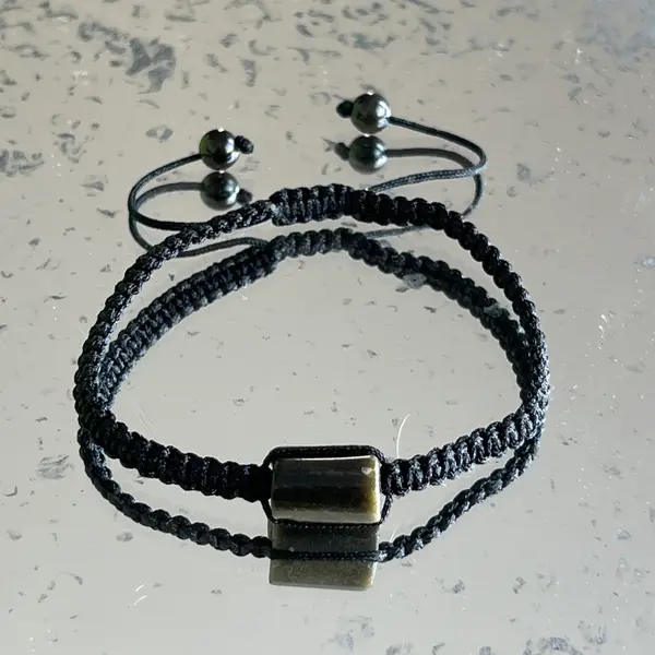 Brățară obsidian auriu ajustabila | Knotted