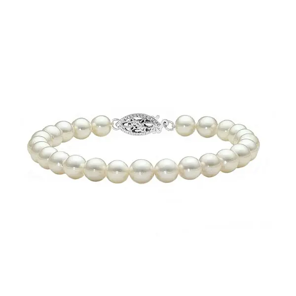 Bratara Perle Japoneze Akoya 5,5-6 mm cu Inchizatoare din Aur Alb 14K KASKADDA