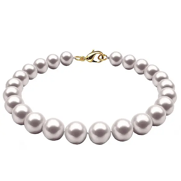 Bratara Perle Naturale Albe Premium, de 8-9 mm cu Inchizatoare din Aur Galben 14K