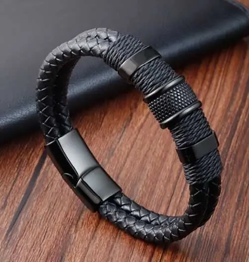 Bratara piele neagra Reamor