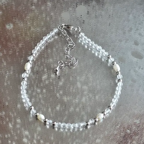 Bratara reglabila fatetata piatra lunii 3.5 mm | Pearl