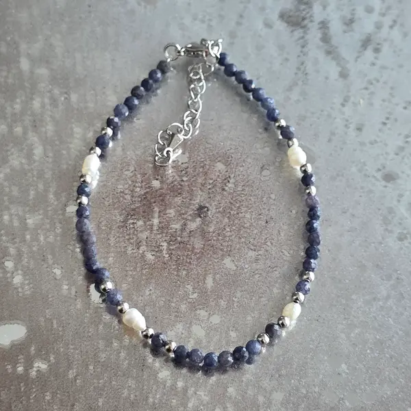 Bratara reglabila fatetata safir 3.5 mm | Pearl