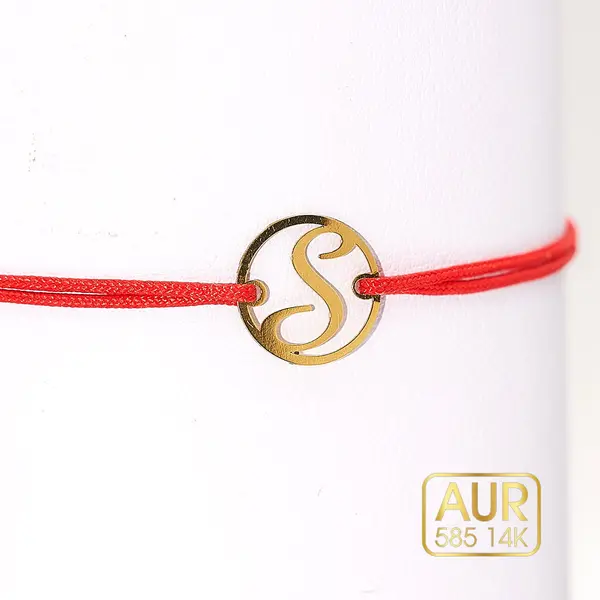 Bratara snur initiala Aur 14k - personalizata