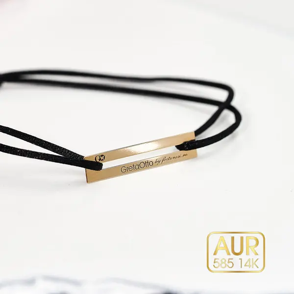 Bratara snur placa Aur 14k-personalizata prin gravura