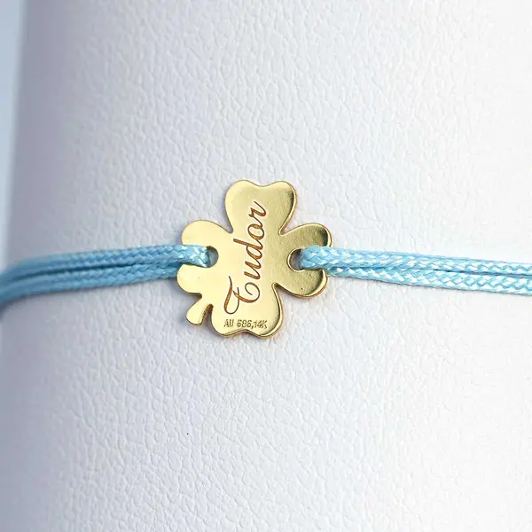 Bratara snur trifoi Aur 14k-personalizata prin gravura