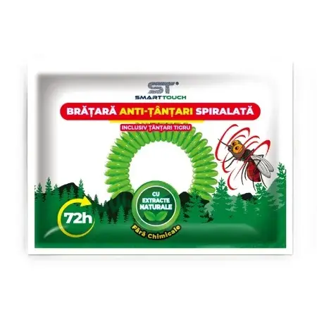 Bratara spiralata anti-tantari pentru copii si adulti, 1 bucata, Smart Touch