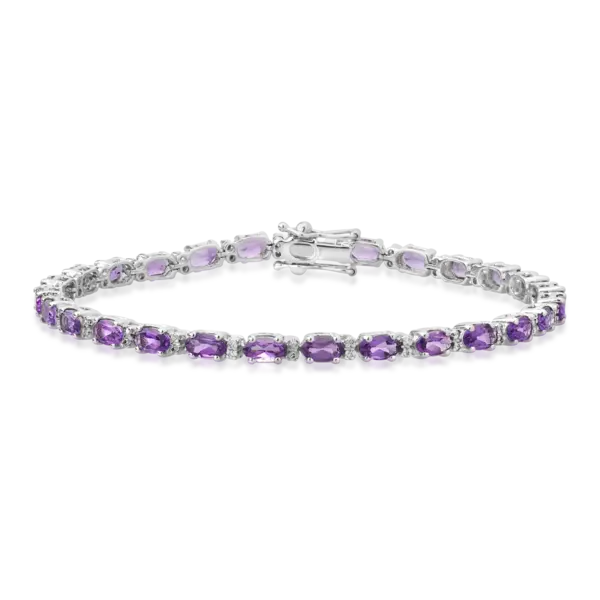 Bratara tennis din aur alb cu ametiste ovale de 5.31ct si diamante de 0.25ct
