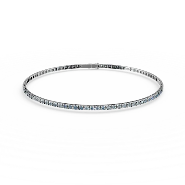Bratara tennis din aur alb cu diamante albastre de 1.05ct