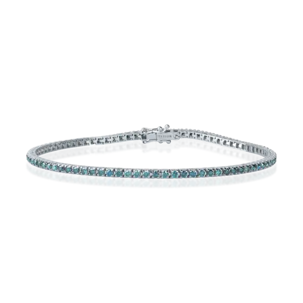 Bratara tennis din aur alb cu diamante albastre de 1.75ct