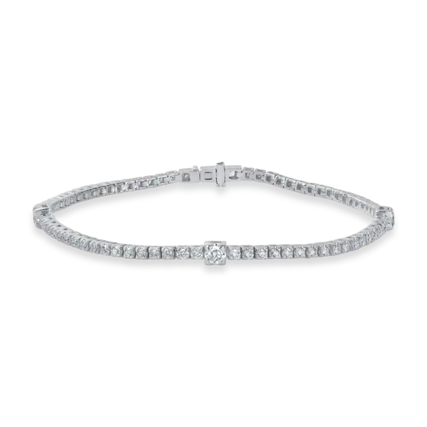 Bratara tennis din aur alb cu diamante de 1.8ct