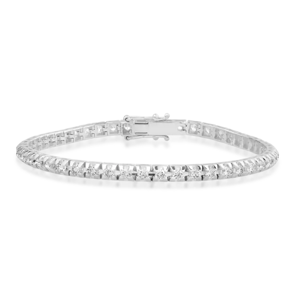 Bratara tennis din aur alb cu diamante de 2.85ct