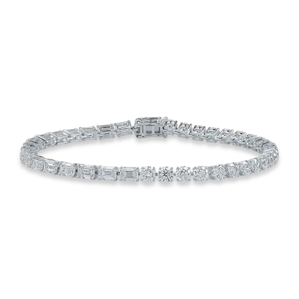 Bratara tennis din aur alb cu diamante emerald si rotunde de 7.86ct