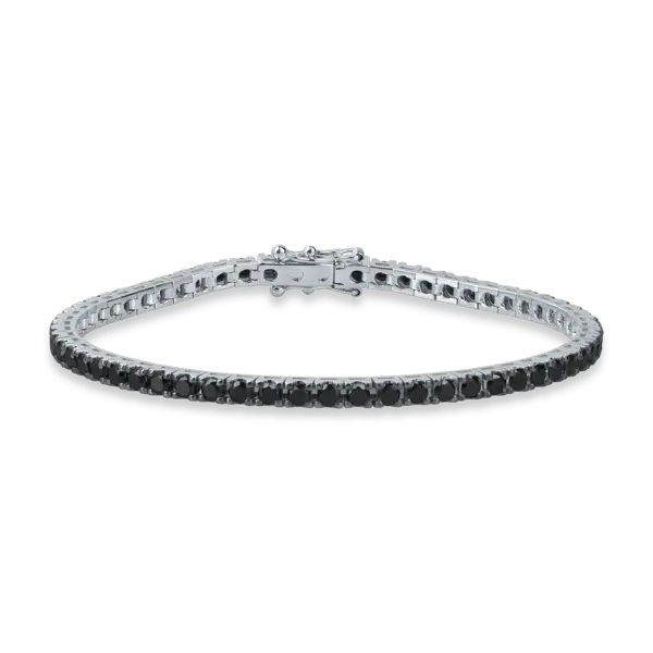 Bratara tennis din aur alb cu diamante negre de 3.2ct