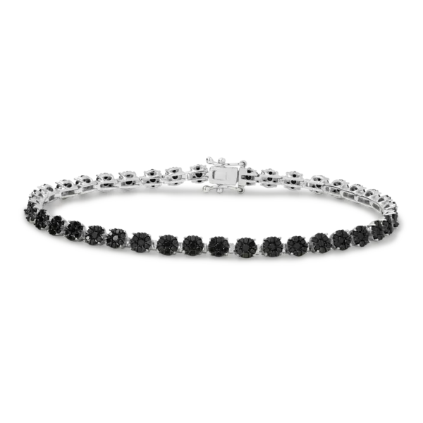 Bratara tennis din aur alb cu diamante negre de 3.306ct