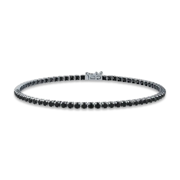 Bratara tennis din aur alb cu diamante negre de 3.35ct