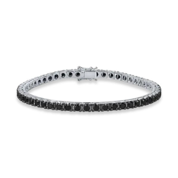Bratara tennis din aur alb cu diamante negre de 4.8ct