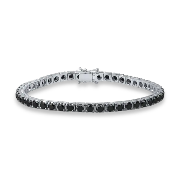 Bratara tennis din aur alb cu diamante negre de 5.6ct