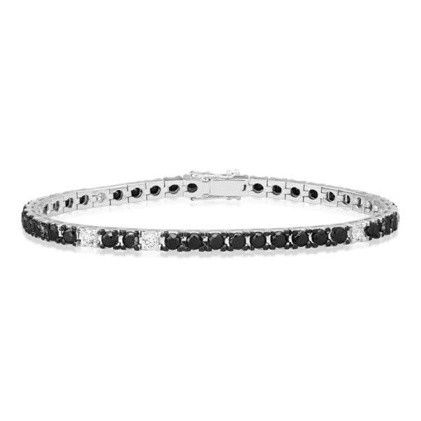 Bratara tennis din aur alb cu diamante negre de 7.2ct