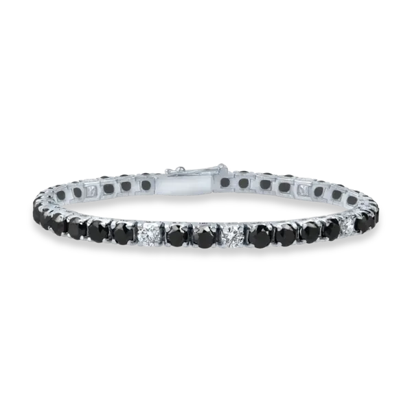 Bratara tennis din aur alb cu diamante negre si incolore de 10.7ct