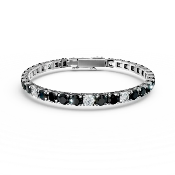 Bratara tennis din aur alb cu diamante negre si incolore de 11.3ct