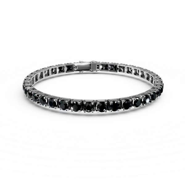 Bratara tennis din aur alb cu diamante negre taietura rose de 12ct