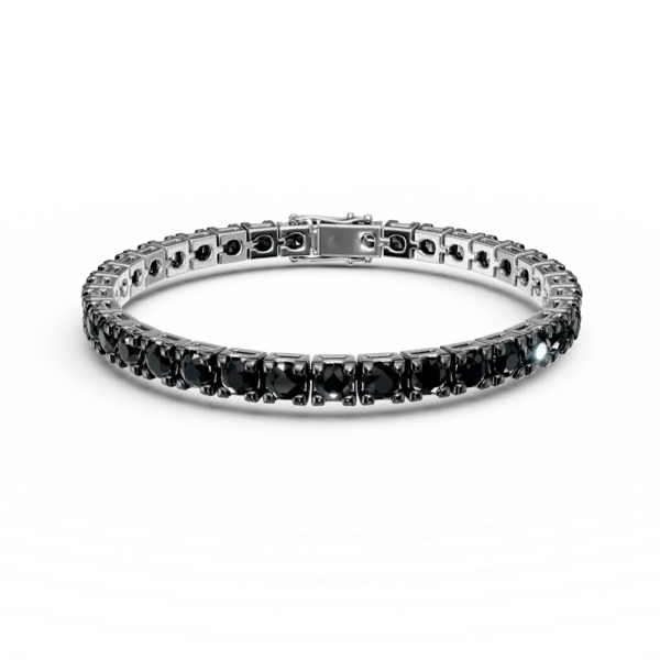 Bratara tennis din aur alb cu diamante negre taietura rose de 6ct