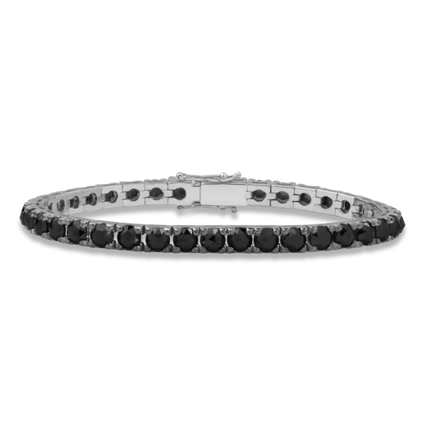 Bratara tennis din aur alb cu diamante negre taietura rose de 9.7ct