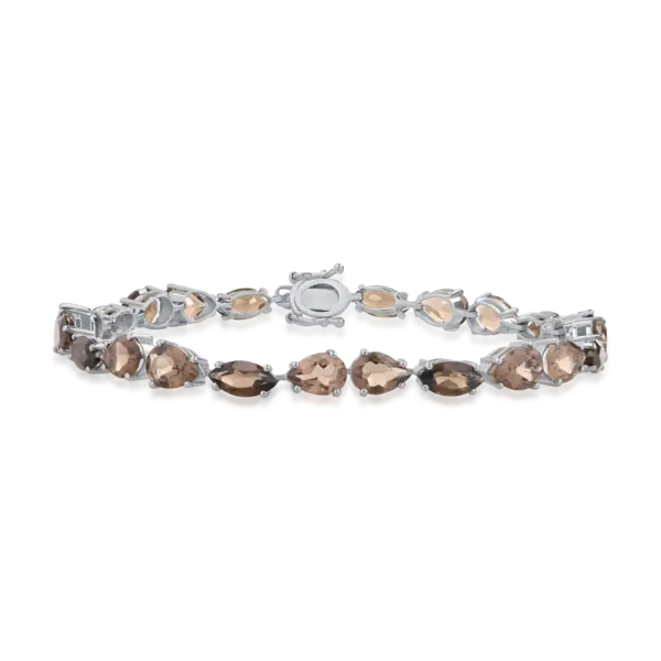 Bratara tennis din aur alb cu quartz fumuriu pear si marquise de 13.68ct