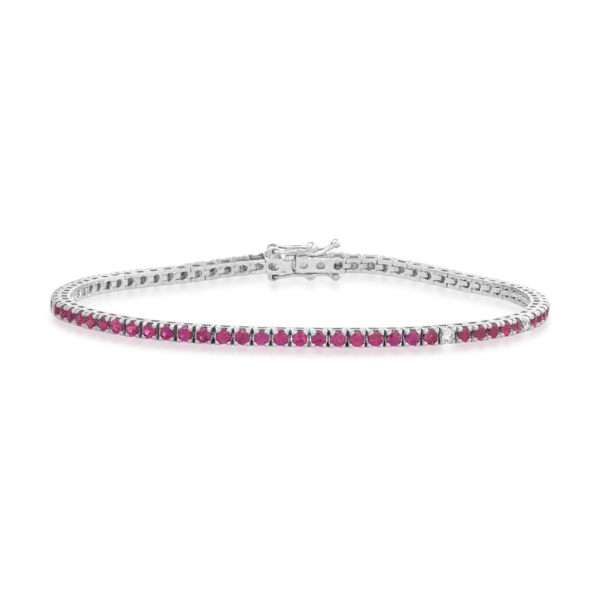 Bratara tennis din aur alb cu rubine de 1.8ct si diamante de 0.1ct