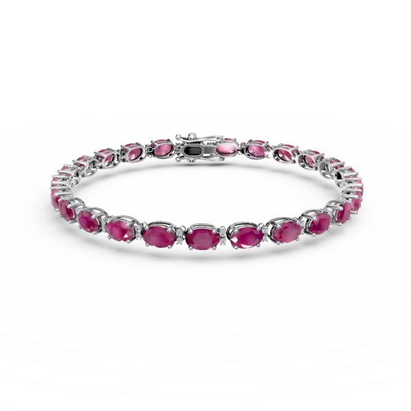 Bratara tennis din aur alb cu rubine ovale de 7.16ct si diamante de 0.31ct