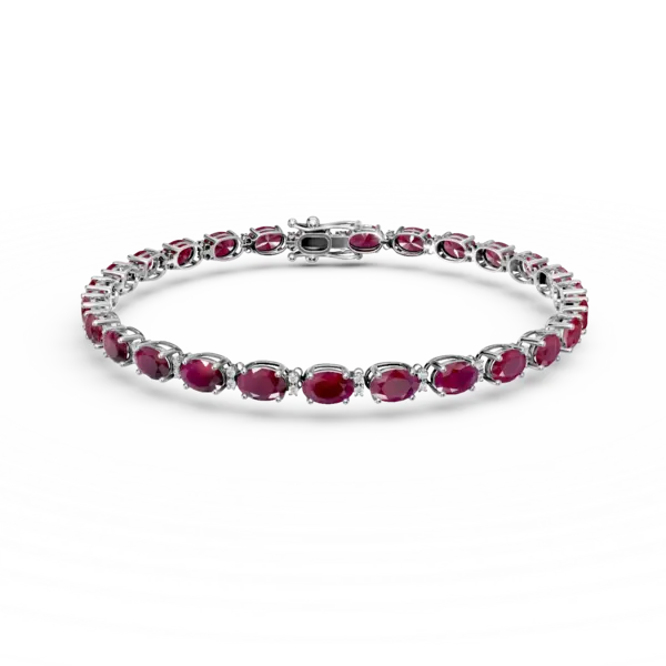 Bratara tennis din aur alb cu rubine ovale de 8.53ct si diamante de 0.26ct