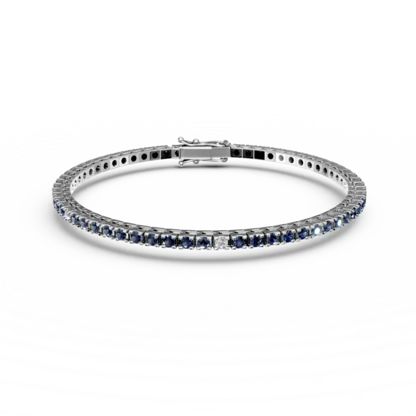 Bratara tennis din aur alb cu safire de 2.25ct si diamante de 0.15ct
