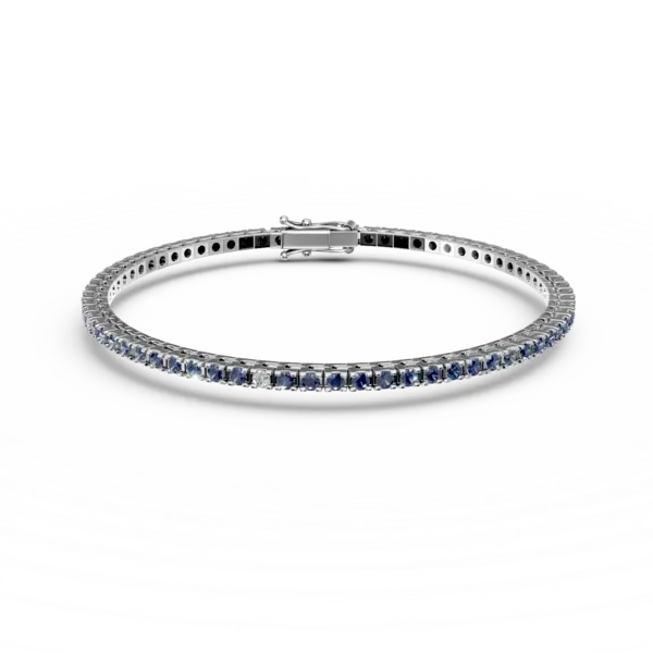 Bratara tennis din aur alb cu safire de 2.45ct si diamante de 0.15ct