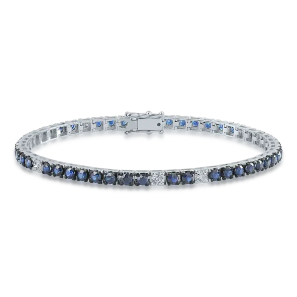 Bratara tennis din aur alb cu safire de 4.2ct si diamante de 0.35ct